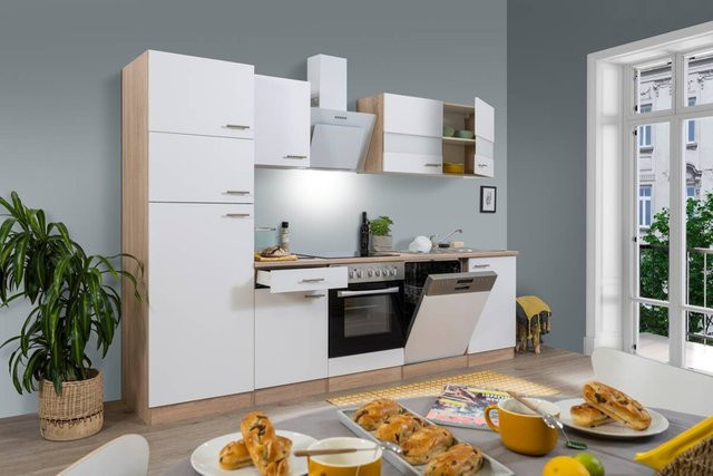 Respekta Küchenblock Economy in Weiß mit Glastüren und Soft-Close-Funktion, B/H/T: 280 x 200 x 60 cm - Bild 1