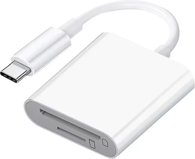 AEVYVKV 2-in-1 USB-C Kartenleser Adapter für SD und TF in Weiß für iPhone 15 16 17 iPad Pro und Macbook - Bild 1