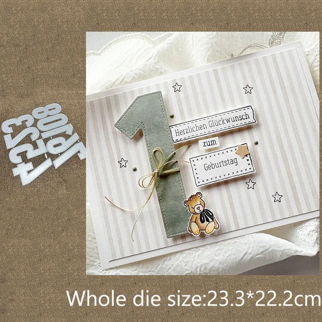 Metall-Schablonenform Zahlen in Silber für Scrapbook, Basteln und Papierkarten-Prägung - Bild 1