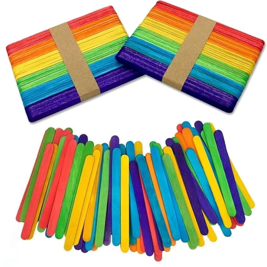 Bunte Holz-Eis am Stiel zum Basteln für DIY-Projekte und Harzformen, braun und mehrfarbig - Bild 3