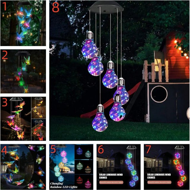 Solar Windspiel Peach Forest mit 6 RGB LED für Garten und Außenbereich - Bild 1