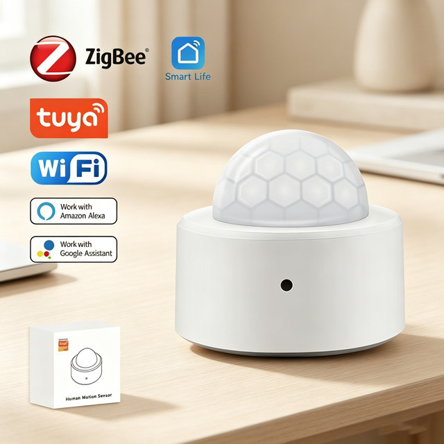 Tuya Zigbee PIR-Bewegungssensor in Weiß als intelligenter Infrarot-Detektor für die Smart Life App mit Alexa und Google Assistant Unterstützung - Bild 1