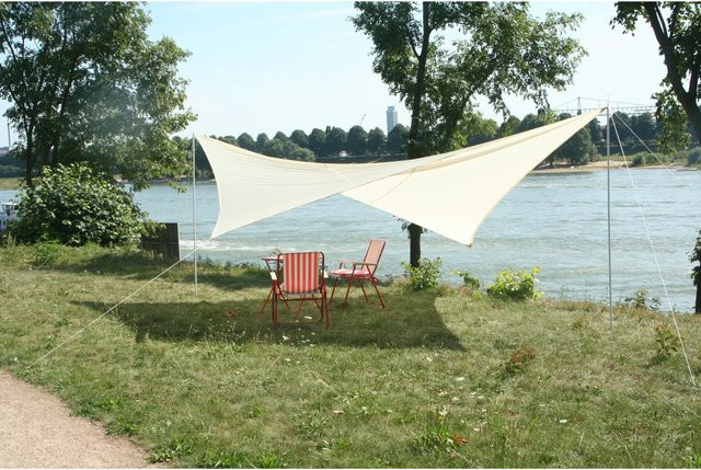 Floracord Camping Viereckssonnensegel aus Nylongewebe, Farbe: Sand, B/B: 400 x 400 cm - Bild 1