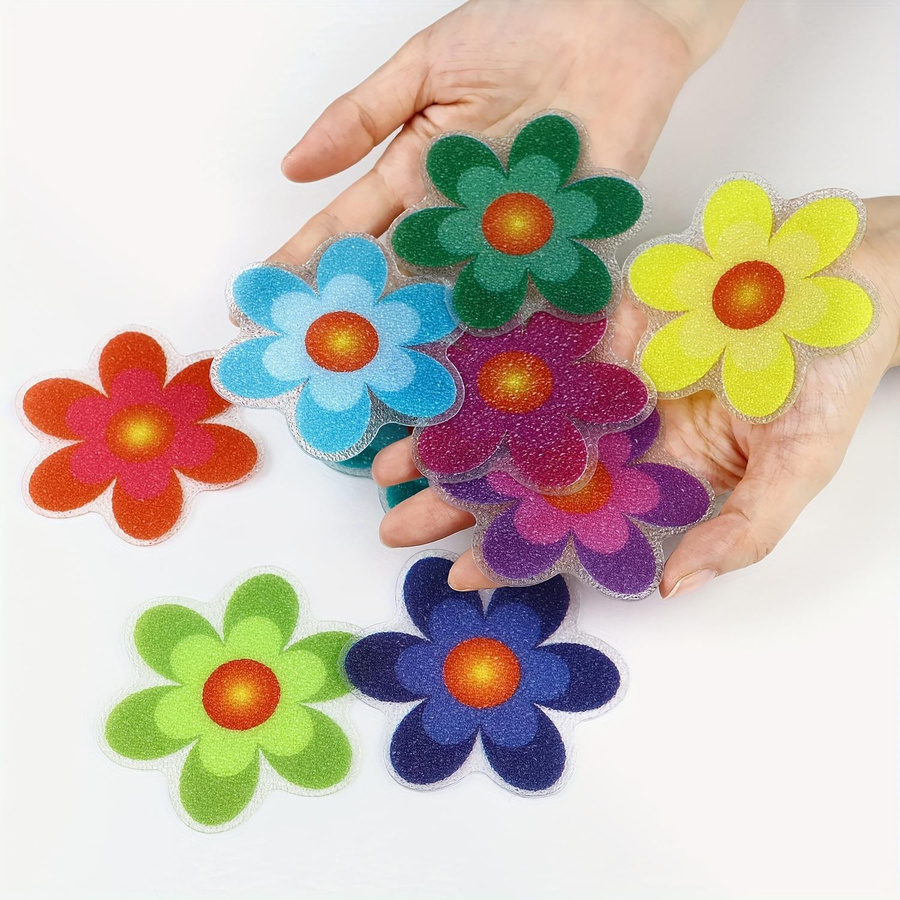 Ambiel Charm Selbstklebende Rutschfeste Badewannen-Aufkleber in 10 Farben mit Blumenmuster für Badezimmer und Treppen, B/B: 8 x 8 cm, Multicolor - Bild 3
