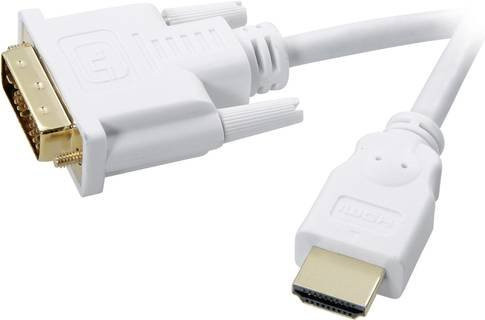 SpeaKa Professional DVI-D auf HDMI Adapterkabel in Weiß, Länge: 2,00 m, vergoldete Steckkontakte, SP-7870336 - Bild 1