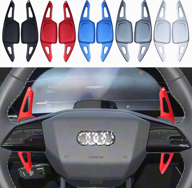 AULIGUS Auto-Lenkrad-Schaltwippen aus Aluminium für Audi Q4 Sportback und Q6 E-tron Quattro F4 F4B F4N Elektro 2021-2025 in Silber oder Schwarz - Bild 1