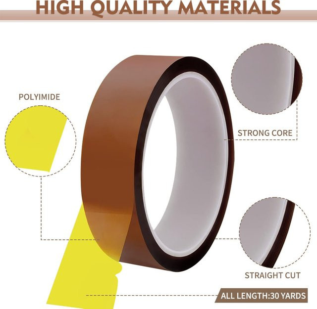Antistatisches Polyimid-Klebeband als hochtemperaturbeständiges Lithium-Batterie-Isolierband, Farbe: Braun, Breite: 3 mm, Länge: 33 m - Bild 1