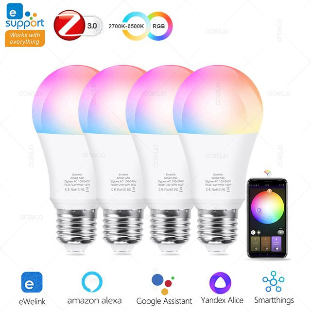Arteco Zigbee Smart LED Glühbirne E27 RGB Multicolour mit Kompatibilität für Alexa und Google Assistant - Bild 1
