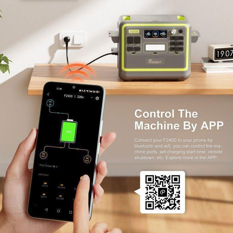 FOSSIBOT Tragbare Powerstation F2400 mit 2048Wh, 2400W und LiFePO4 Akku sowie 420W Solarpanel in Schwarz - Bild 4