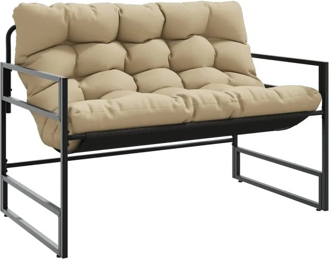 furnicato Gartenbank aus Stahl mit Kissen in Taupe, Breite: 113 cm, Höhe: 76 cm, Tiefe: 67 cm - Bild 1
