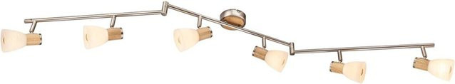 GLOBO Spot Schienenbeleuchtung aus Metall und Holz in Nickel matt mit Opal Glas, 6 Brennstellen, E14, B/H/T: 9 x 18 x 145 cm - Bild 1