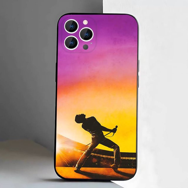 F-Freddie M-Mercury Handyhülle für iPhone 17, 16, 15, 14, 13, 12, 11, Pro, Max, XR, Plus, SE, Mini in Schwarz mit weichem Cover - Bild 1