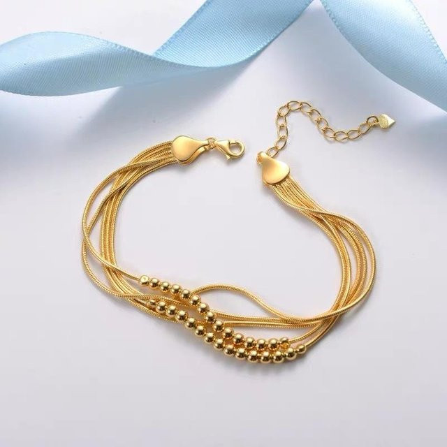 Armband Messing, 24 Karat Gelbgold plattiert, Damen, gray - Bild 1