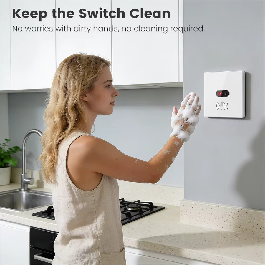 SMATRUL Tuya Smart WiFi Wand Schalter mit Infrarot Gestensteuerung, berührungsloser Touchless Schalter in Weiß, kompatibel mit Amazon Alexa und Google Assistant - Bild 3