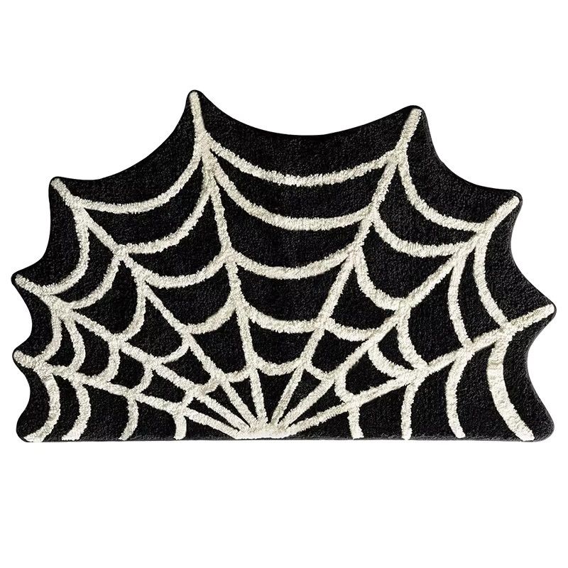 VIKAMA Moderne Halloween-Spinnennetz-Bodenmatte aus Plüsch, rutschfest und schmutzabweisend für Wohnzimmer und Schlafzimmer - Bild 2