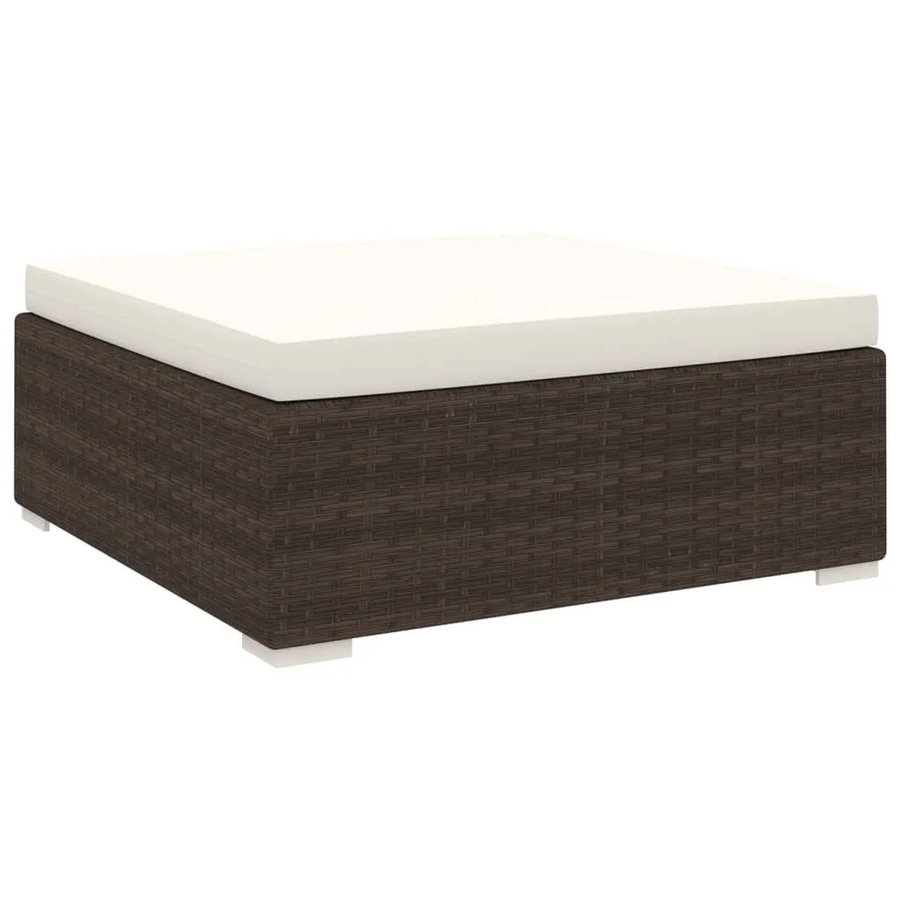 vidaXL Modular-Fußhocker aus braunem Poly-Rattan mit beigen Auflagen für den Außenbereich - Bild 2