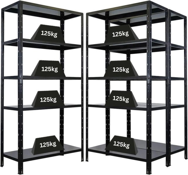 PROREGAL 3er Set Schwerlastregal Ares in Schwarz mit verstellbaren Fachböden, H x B x T: 180 x 90 x 40 cm - Bild 1