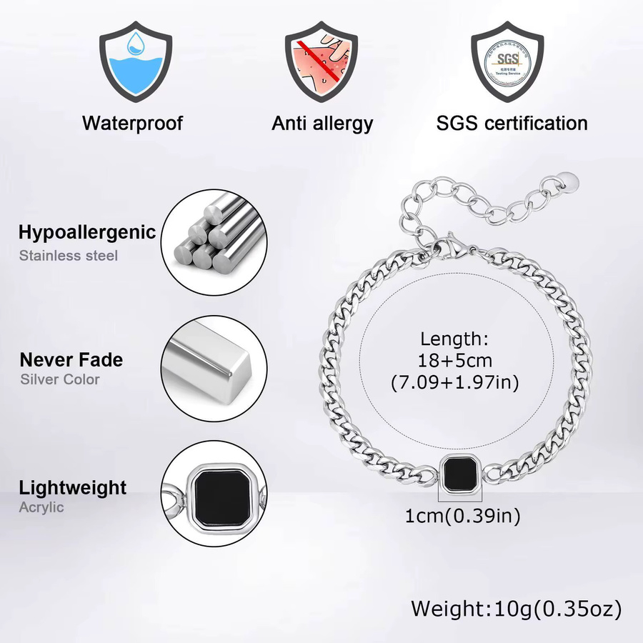 VNOX Herrenarmband, kubanisches Kettenarmband, Edelstahl, Silber - Bild 2