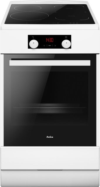 Amica SHI 905 Stand-Elektroherd mit Induktionsfeld in Weiß, 65 l Backofenvolumen, 4 Kochzonen und Heißluftfunktion - Bild 1
