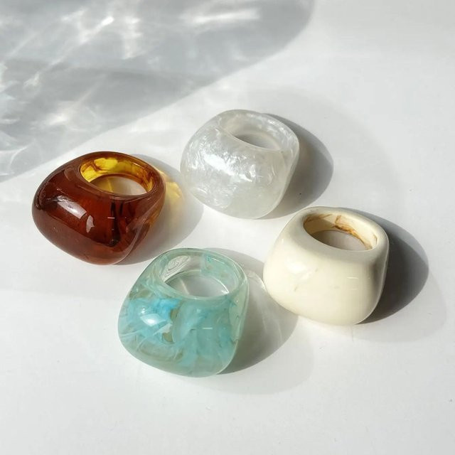 HuanZhi Ring-Set 4-teilig, Kunstharz, Bunt, Damen - Bild 1