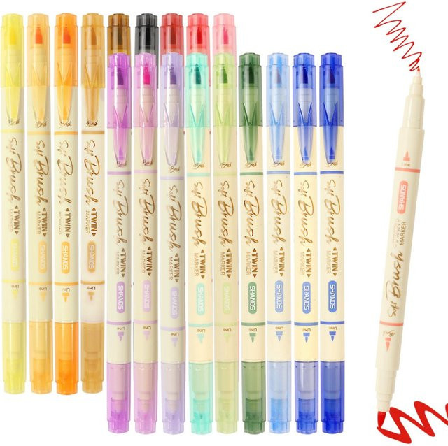 Arts Sign Pinselstifte mit zwei Spitzen und feiner Spitze, 18 Pastellfarben, wasserbasierte Filzstifte in Multicolour - Bild 1