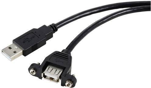Renkforce USB 2.0 Kabel mit USB-A Stecker und USB-A Buchse, Schwarz, Länge: 1,00 m, RF-5720386 - Bild 1