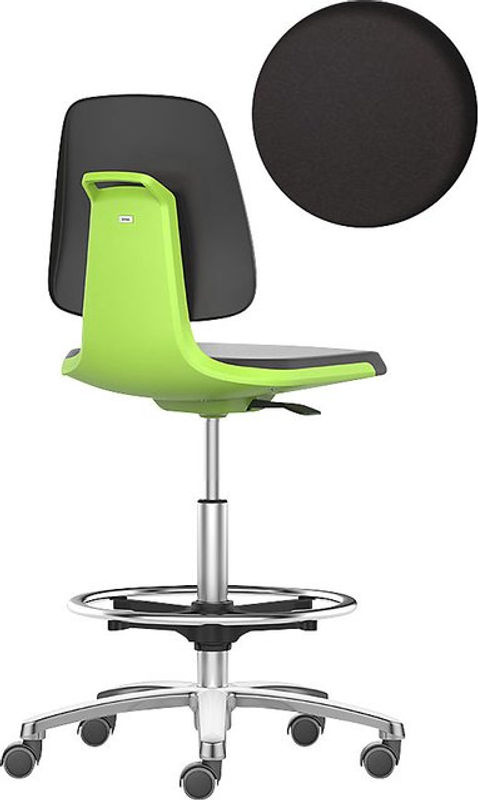 Bimos Arbeitsdrehstuhl Labsit hoch in Grün aus Kunstleder mit Sitz-Stopp-Rollen, B: 45 cm, T: 42 cm, H: 56 - 81 cm - Bild 3