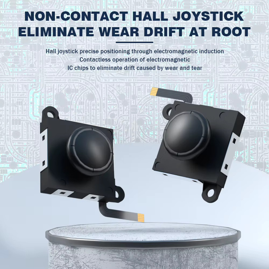 Gryan Hall-Sensor-Joystick Ersatzset für Nintendo Switch, Joy-Con Ersatz mit elektromagnetischem Stab gegen Drifting, Farbe: Schwarz - Bild 3