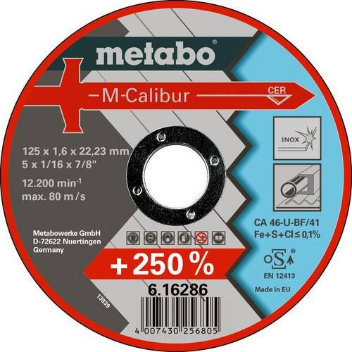 Metabo M-Calibur 616286000 Trennscheibe gerade für Edelstahl, Durchmesser: 125 mm, 25 Stück, Mehrfarbig - Bild 1