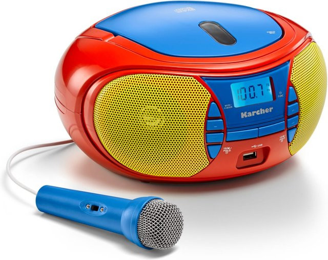 Kärcher RR 5026 Boombox mit CD/MP3-Player, USB, FM-Radio und 3,5 mm Klinkenanschluss in Rot/Multicolor - Bild 2