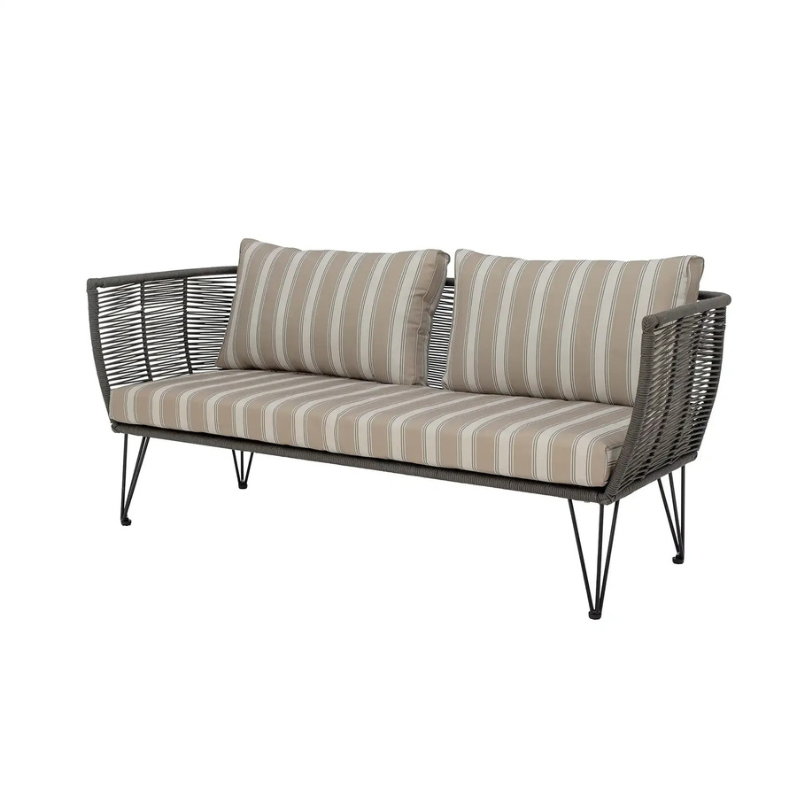 Bloomingville Bank Mundo aus Metall in Grün mit gestreiften Polyestertauen, B/T/H: 175 x 72 x 74 cm - Bild 1