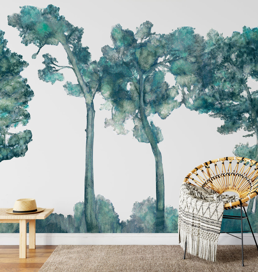 Tenue de Ville Mural Canopy Wandtattoo Forest in Grün mit floralem Design, Breite: 300 cm, Höhe: 100 cm - Bild 1