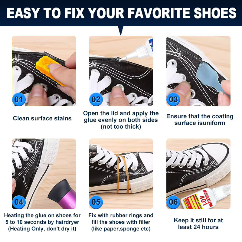 LOOLIFL Schuhkleber professionell, transparent und wasserdicht für Wanderschuhe, Sportschuhe und Lederschuhe - Bild 6