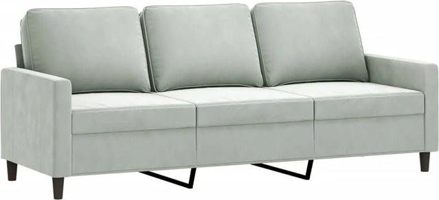 vidaXL 3-Sitzer-Sofa in Hellgrau aus Samt mit Metallgestell, Breite: 198 cm - Bild 1