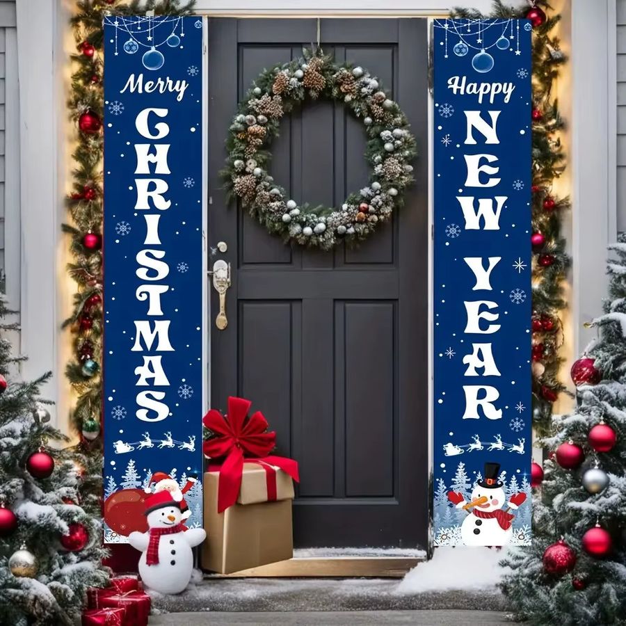 VIKAMA Weihnachts- und Neujahrsbanner als dekorative Couplets für Veranda und Außenterrasse - Bild 2