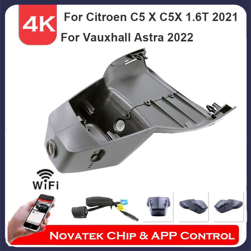 Sindarui 4K UHD Dashcam mit Front- und Rückkamera, WLAN und App-Steuerung, Schwarz, passend für Citroen C5 X C5X 2022-2023 und Vauxhall Astra 2022 - Bild 2