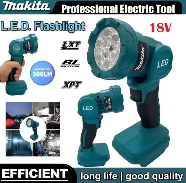 Makita Akku-LED-Taschenlampe in Blau für 18-V-Akkus als tragbarer Outdoor-Scheinwerfer und Arbeitsleuchte - Bild 1