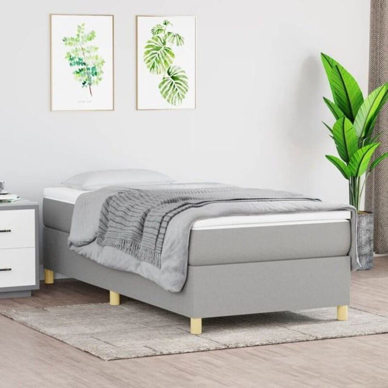 vidaxl Boxspringbett mit Matratze in Grau und Weiß aus Stoff, B/T/H: 90 x 190 x 35 cm - Bild 1