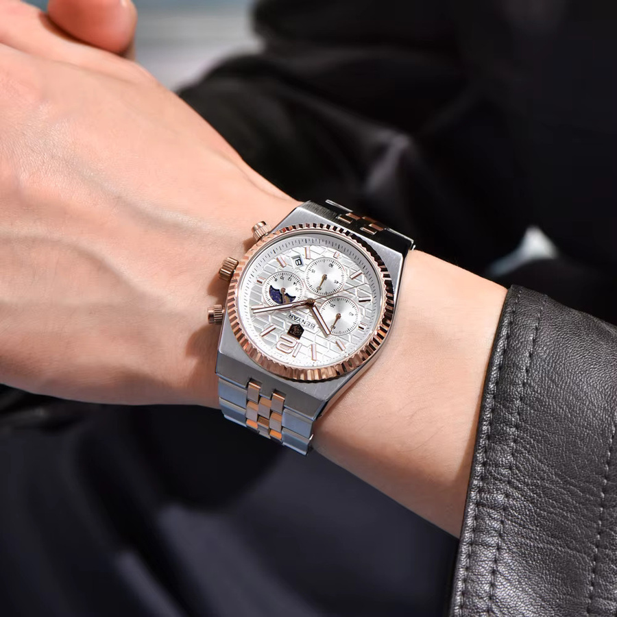 BENYAR Chronograph, Mondphase, Quarz, Edelstahl, Schwarz, Herren - Bild 2