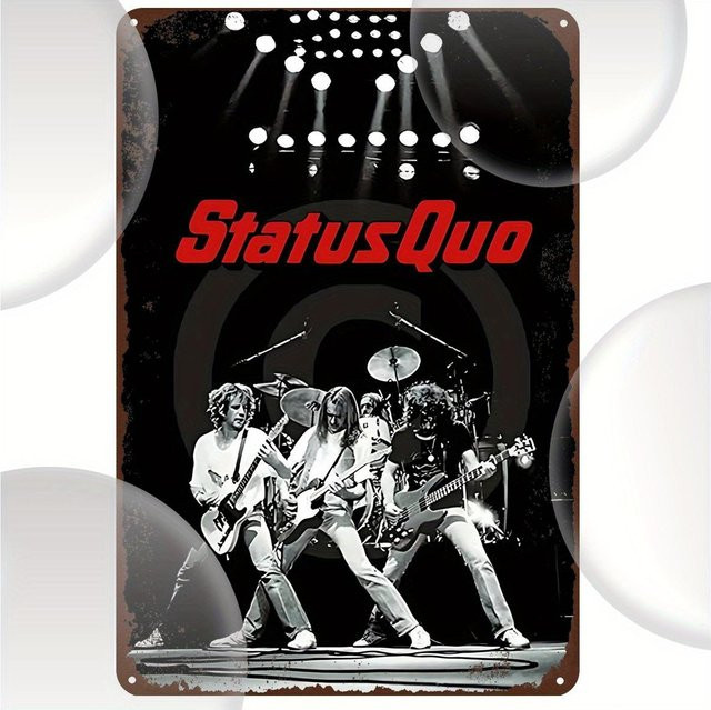 Vintage Status Quo Metallschild für Bar, Garage oder Bauernhaus, Farbe: Schwarz, Breite: 30 cm, Höhe: 20 cm - Bild 1