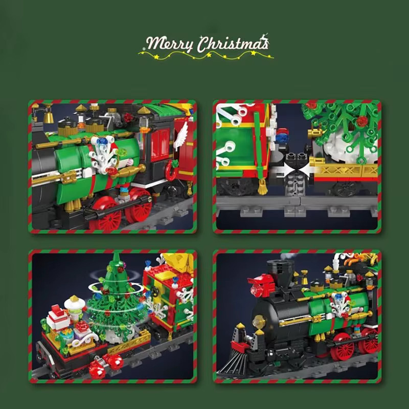 XMWL Weihnachtszug Baukasten, RC Eisenbahn, mit simuliertem Rauch und Musik, 1457 Teile - Bild 2