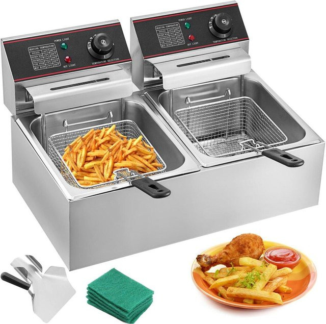 Elektrischer Doppel-Frittierer Buying Solutions MB mit 2 Behältern, 5000W, Edelstahl, Silber, Volumen: 12 l - Bild 1