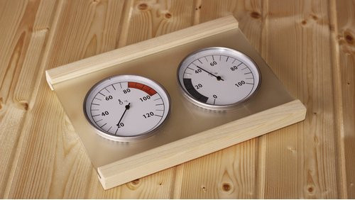Karibu Klimamessstation Premium Thermo-Hygrometer aus Holz in Beige - Bild 1