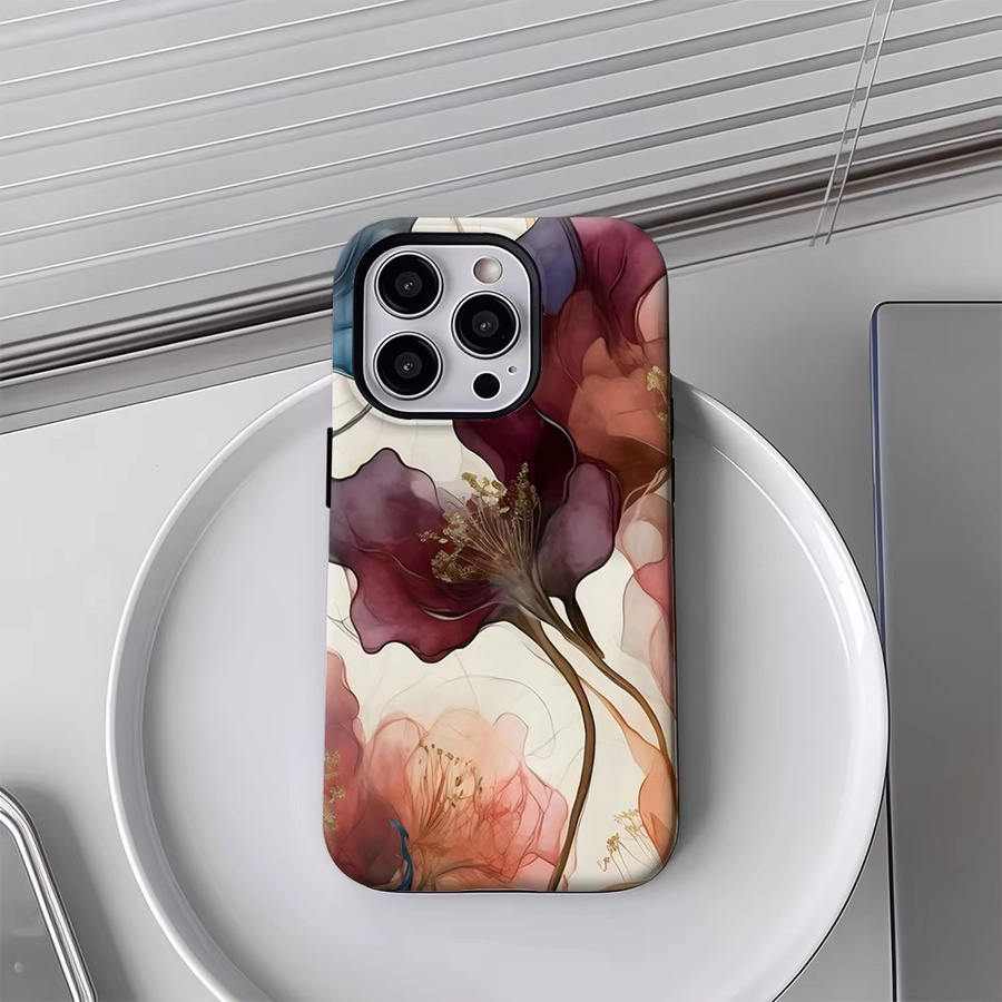 Ethereal Floral Hues Handyhülle für iPhone 17 16 15 14 13 12 11 Pro Max Plus mit doppelschichtiger Rückseite in Multicolour - Bild 4