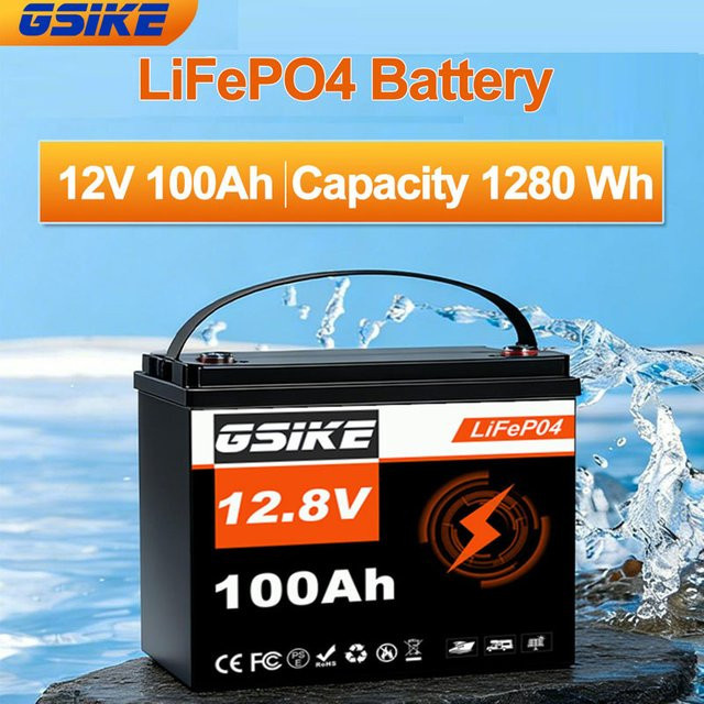 GSIKE 3er Set LiFePO4-Akkupacks 12,8V mit BMS und Grade-A-Zellen in Schwarz für Solarstromanlagen, Wohnmobile und Boote - Bild 1