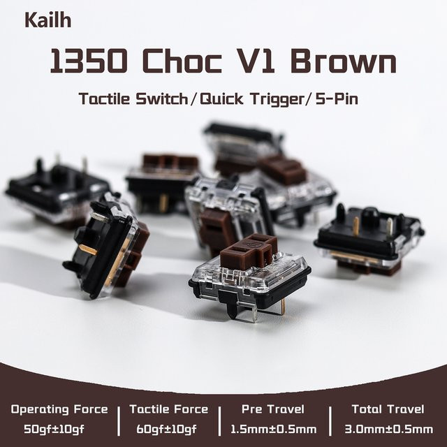 Kailh Choc V1 Brown Switch Taktile Low-Profile Mechanische Schalter für Hitbox Controller und RGB-Gaming-Tastaturen - Bild 1