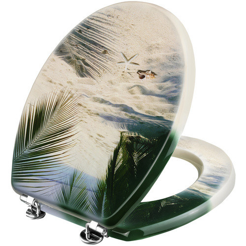 Cornat WC-Sitz Palmen am Strand in Bunt, D-Form mit Quick-Release-Funktion, MDF - Bild 2