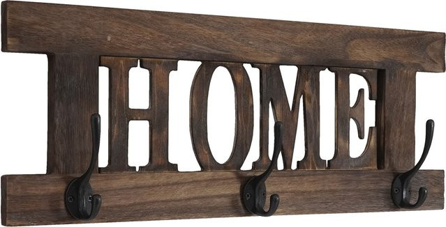 Wandgarderobe MCW C60 Home aus Paulowniaholz im Shabby-Look Vintage, Farbe: Braun, B/H: 55 x 21 cm - Bild 1