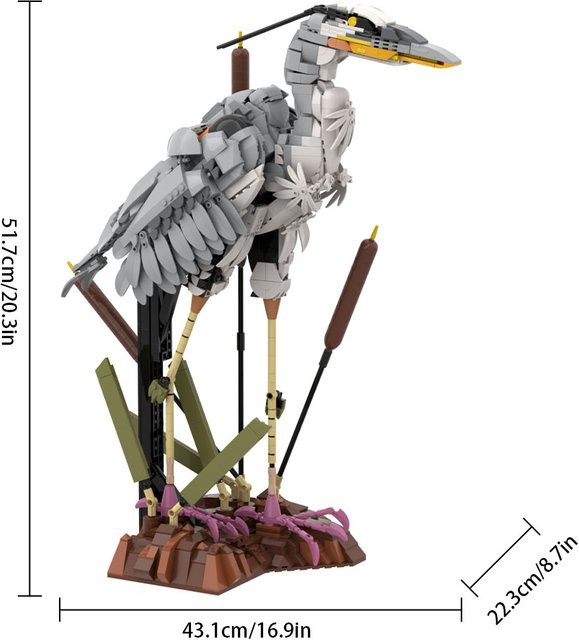 Gobricks Ardea Cinerea Grauer Reiher, Bausteine Spielzeug - Bild 1