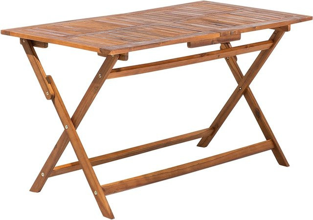 Beliani Klappbarer Tisch CENTO aus Akazienholz in Braun, B/T/H: 140 x 75 x 74 cm - Bild 1